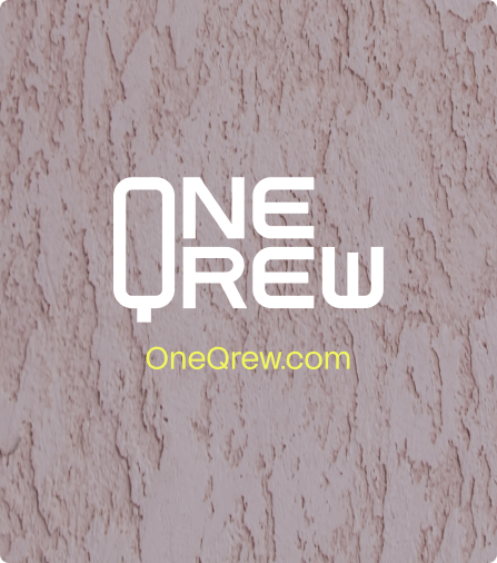 Wall with OneQrew Logo and URL on it.